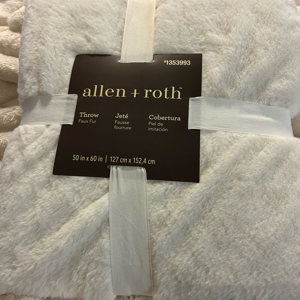Allen + Roth White Faux Fur Throw Blanket